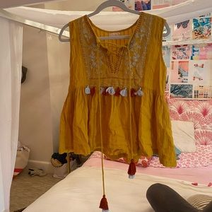 yellow tassel tank top